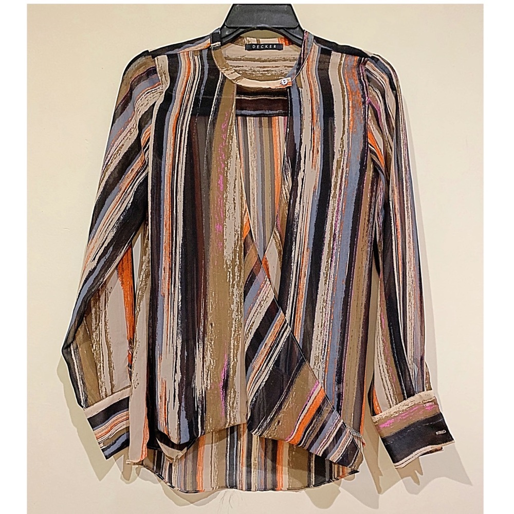 DECKER Blouse from Mixology Boutique 70’s style in silk-like Chiffon Size Small